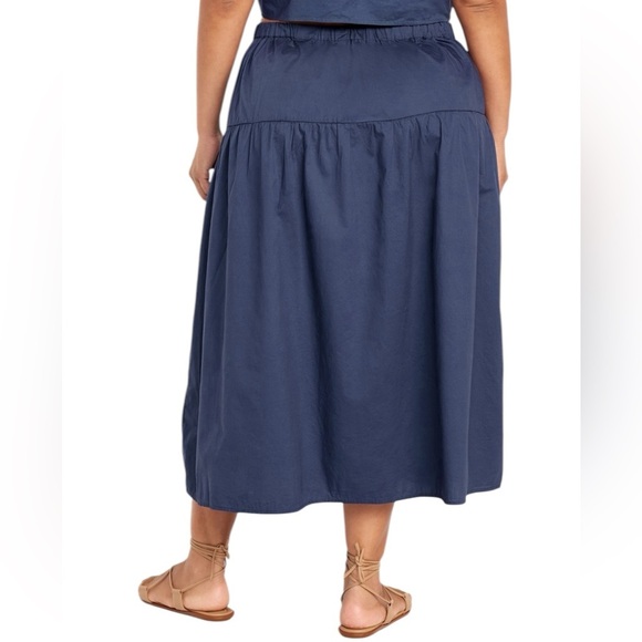 Old Navy Dusty Blue Drop Waist Midi Skirt Women’s Size 3X Boho feminine - Picture 9 of 12